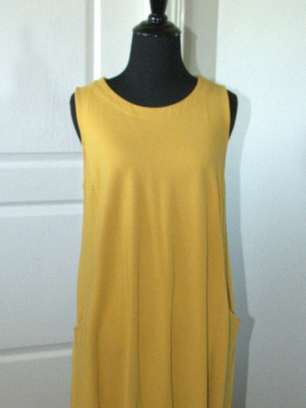 J.Jill Wearever Collection Mustard Yellow Midi Stretch Knit Dress size M Petite